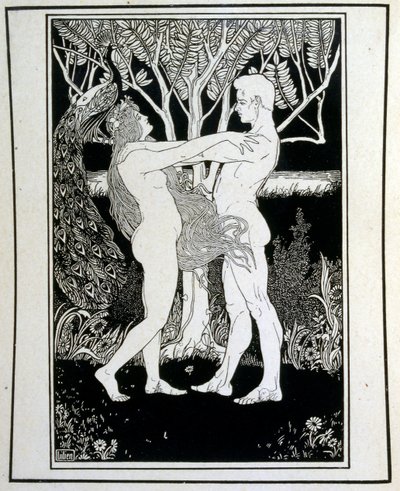 Adán y Eva (inocencia), del libro Judah ilustrado por Ephraim Moses Lilien (1874-1925). Lilien es considerado el padre de la iconografía sionista, creado en el estilo Jugendstil (art nouveau alemán). Ilustró 
