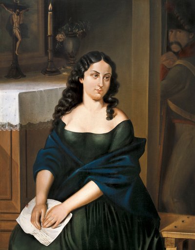 Retrato de Policarpa Salavarrieta (1795-1817), heroína de la independencia de Colombia (pintura) de Epifanio Julián Garay Caicedo