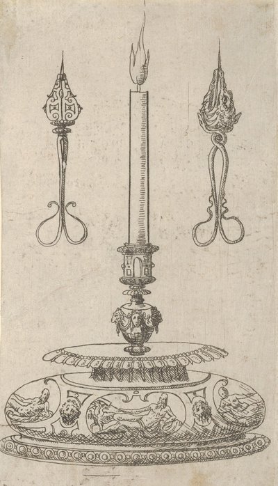 Diseño para un candelabro con recortadores de mecha de Erasmus Hornick