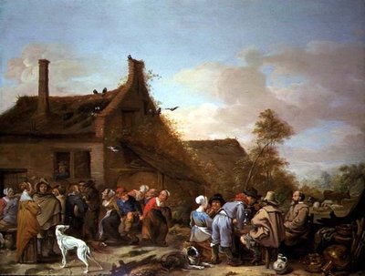 Campesinos festejando fuera de una posada de Erasmus de Bie
