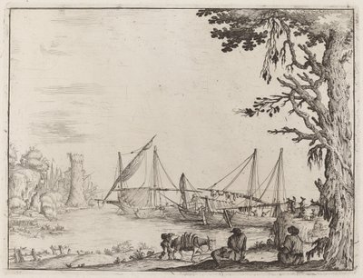 Puerto con Barcos Anclados de Ercole Bazicaluva