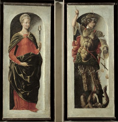 Santa Apolonia y San Miguel, c.1473 de Ercole de Roberti