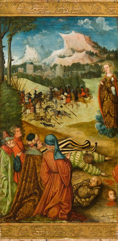 Santa María Magdalena resucitando a un caballero muerto para la confesión, 1519 de Erhard Altdorfer