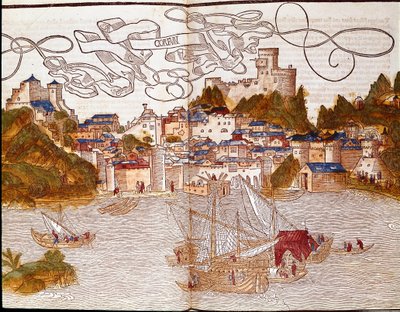 El puerto de Corfú en Grecia (del libro de viajes 