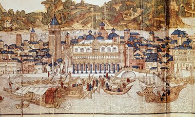 Vista de Venecia (Palacio Ducal, Plaza de San Marcos) (xilografía) de Erhard Reuwich