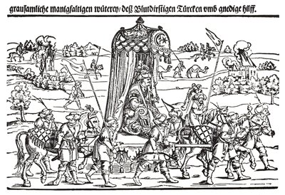 Fragmento de un cartel sobre la invasión turca de Hungría de Erhard Schon