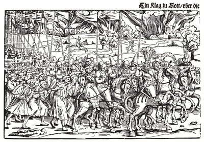 Fragmento de una hoja suelta sobre la invasión turca de Hungría de Erhard Schon