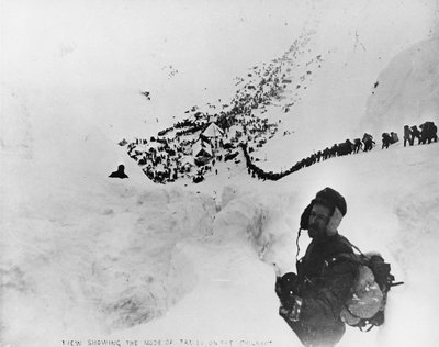 Vista que muestra el modo de viajar en el Chilkoot, de "One Man