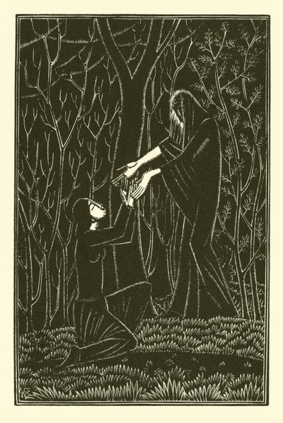 La muerte y la dama (litografía) de Eric Gill