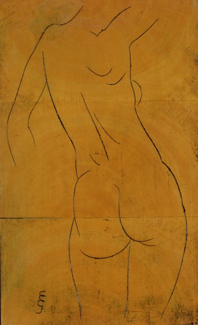 Desnudo femenino, vista trasera (xilografía) de Eric Gill