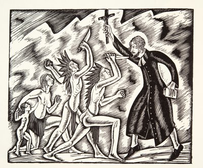 El atentado, de Los viajes y sufrimientos del padre Jean de Brebeuf de Eric Gill