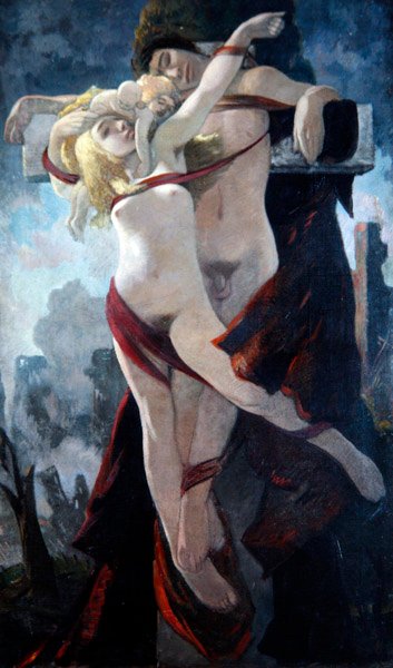 La humanidad crucificada, c.1919 (óleo sobre lienzo) de Eric Harald Macbeth Robertson