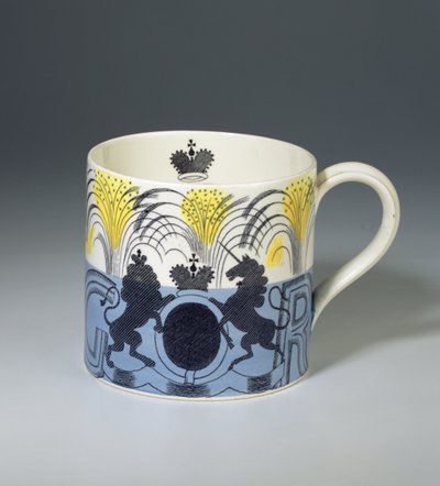 Taza de coronación del Rey Jorge VI, fabricada por Josiah Wedgwood & Sons, 1937 de Eric Ravilious