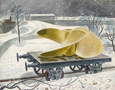 Hélice de barco en un vagón de ferrocarril, principios del siglo XX de Eric Ravilious