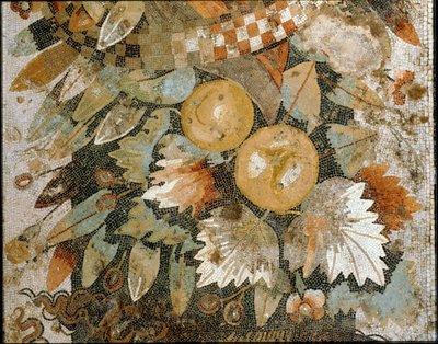 Festón con máscaras, hojas y frutas de Erich Lessing