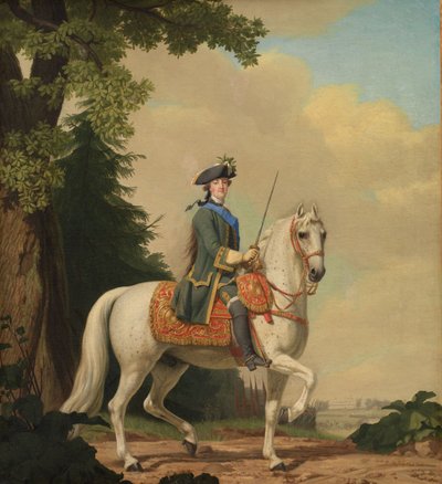 Retrato ecuestre de Catalina II 1729-1796 en uniforme de guardias en su caballo Brilliant, 1782 de Erichsen