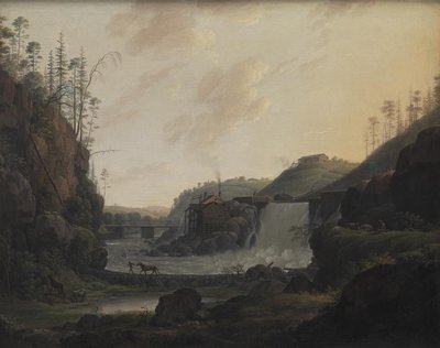 Paisaje fluvial con una cascada cerca de Bogstad en Noruega de Erik Pauelsen