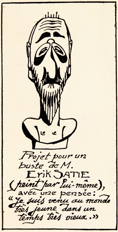 Proyecto de busto del compositor Erik Satie (1866-1925) por él mismo: 