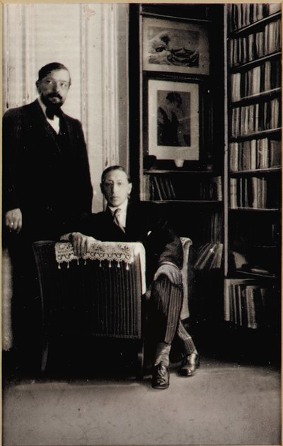 Retrato de Igor Stravinsky y Claude Debussy en la época de los ballets de Diaghilev "Jeux" y "La consagración de la primavera", París, 1912-13 de Erik Satie