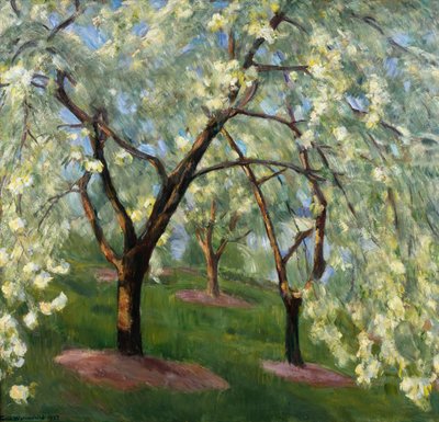 Cerezos en flor en el jardín de Lysaker (pintura) de Erik Theodor Werenskiold