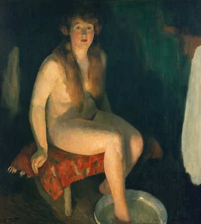 Pediluvio frente a la chimenea de Erik Theodor Werenskiold