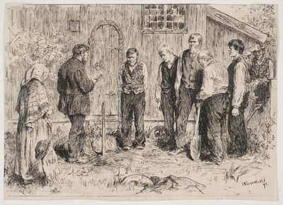 Un entierro pobre en una aldea noruega de Erik Theodor Werenskiold