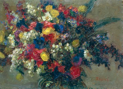 Flores alpinas, de Erminia Bruni Menin (1870-1940), óleo sobre lienzo. de Erminia Bruni Menin