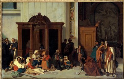 Un confesionario de la Basílica de San Pedro en Roma, Domingo de Pascua de Ernest Hillemacher