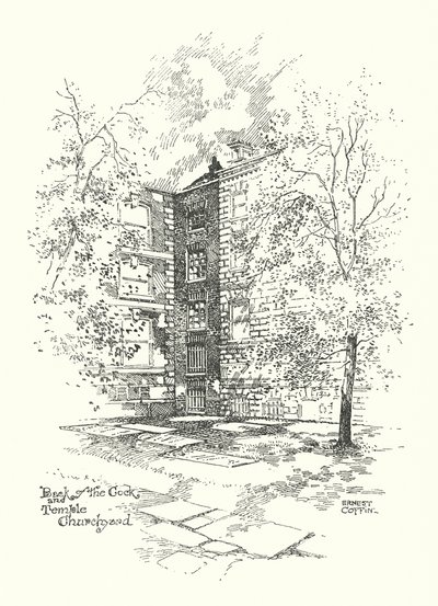 Londres antiguo: parte trasera del patio de la iglesia de Cock and Temple (litografía) de Ernest (after) Coffin