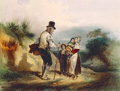 El atajo, ilustración de acuarela de Ernest Grenier para Los Miserables de Victor Hugo (1802-1885) de Ernest (after) Grenier