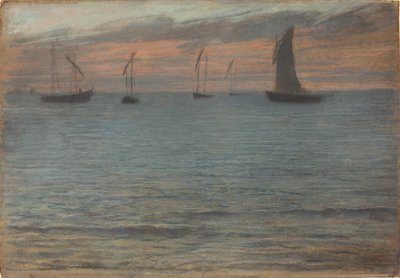 Un paisaje marino al atardecer de Ernest Ange Duez