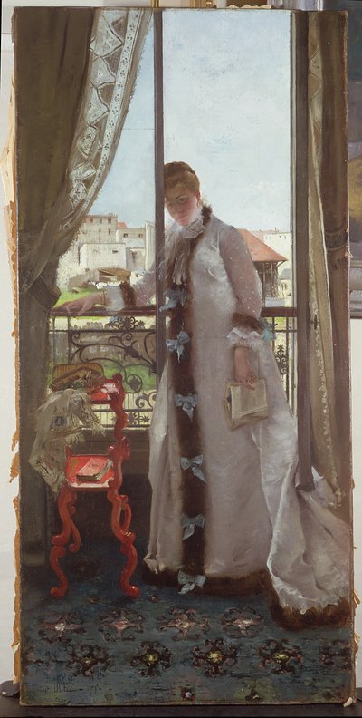 Mujer en una Ventana Abierta, 1875 de Ernest Ange Duez