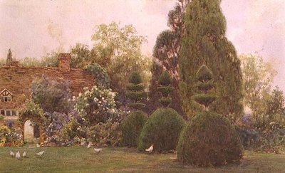 Pollos en un jardín de Ernest Arthur Rowe