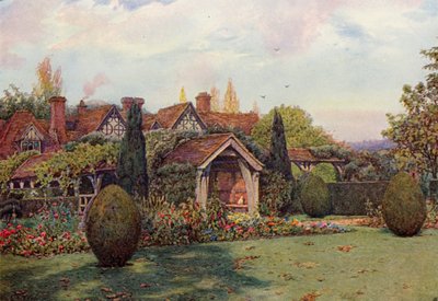 Great Tangley Manor, Surrey (litografia en color) de Ernest Arthur Rowe