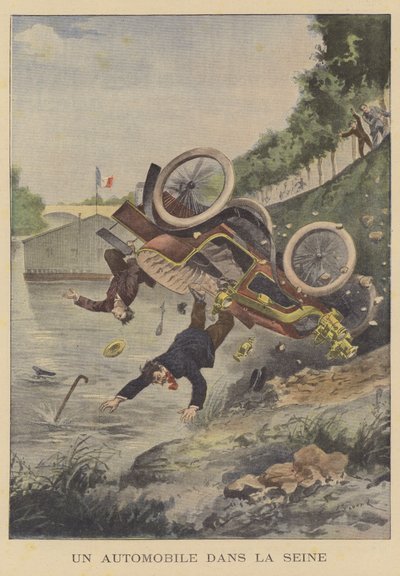 Un coche estrellándose en el río Sena de Ernest Auguste Bouard