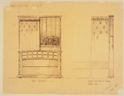 Diseño para una cama en roble inglés, 1902 de Ernest Barnsley