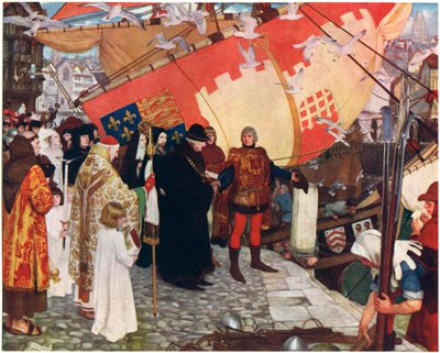 La partida de John y Sebastian Cabot de Bristol en 1497, c. 1900-1930 de Ernest Board