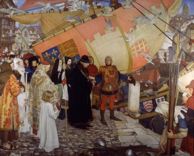 La Partida de John y Sebastian Cabot en su Primer Viaje de Descubrimiento de Ernest Board
