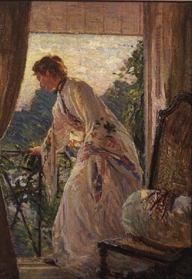 En el balcón, un retrato de Violeta de Ernest Borough Johnson