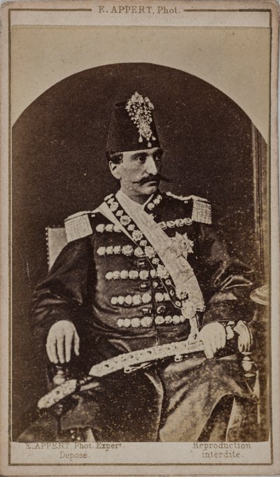 Retrato de Nasser al-Din Shah Qajar 1831-1896, Shahanshah de Persia de Ernest Charles Appert