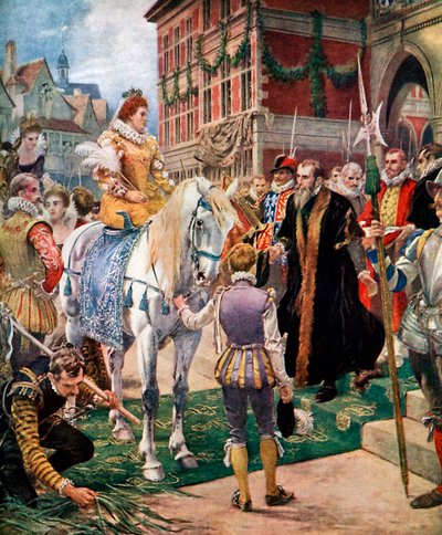 La Reina Isabel Abriendo la Bolsa Real en 1570, c1920 de Ernest Crofts