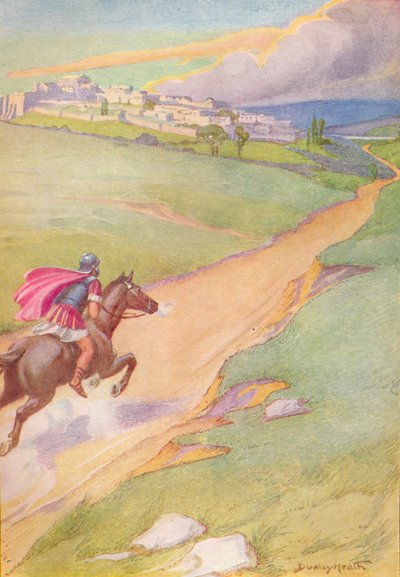 Se vio a un mensajero espoleando su caballo hacia la ciudad, c1912 1912 de Ernest Dudley Heath