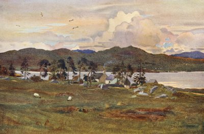 Lochinvar, con la casa del guarda (litografía en color) de Ernest Edward Briggs