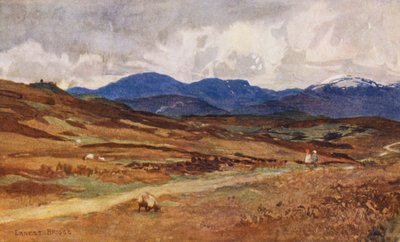 Mirando hacia el oeste desde Lochinvar (litografía en color) de Ernest Edward Briggs