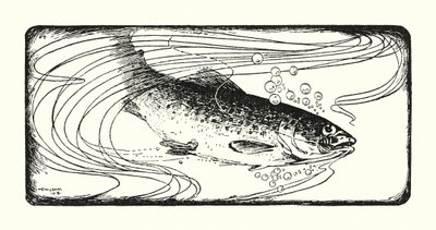 Salmón enganchado (litografía) de Ernest Edward Briggs