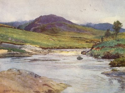 El agua negra del Dee sobre el puente (litografía en color) de Ernest Edward Briggs