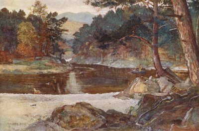 El río Tummel en Pitlochry (litografía en color) de Ernest Edward Briggs