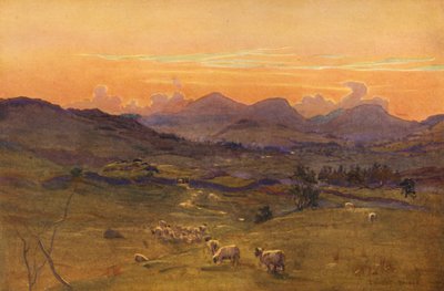 El valle del Ken, al atardecer (litografía en color) de Ernest Edward Briggs