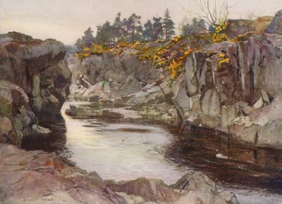 El desfiladero bajo el Linn (litografía en color) de Ernest Edward Briggs