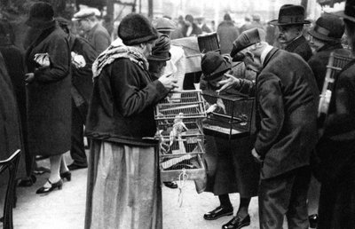 Un grupo de compradores de canarios, París, 1931 de Ernest Flammarion